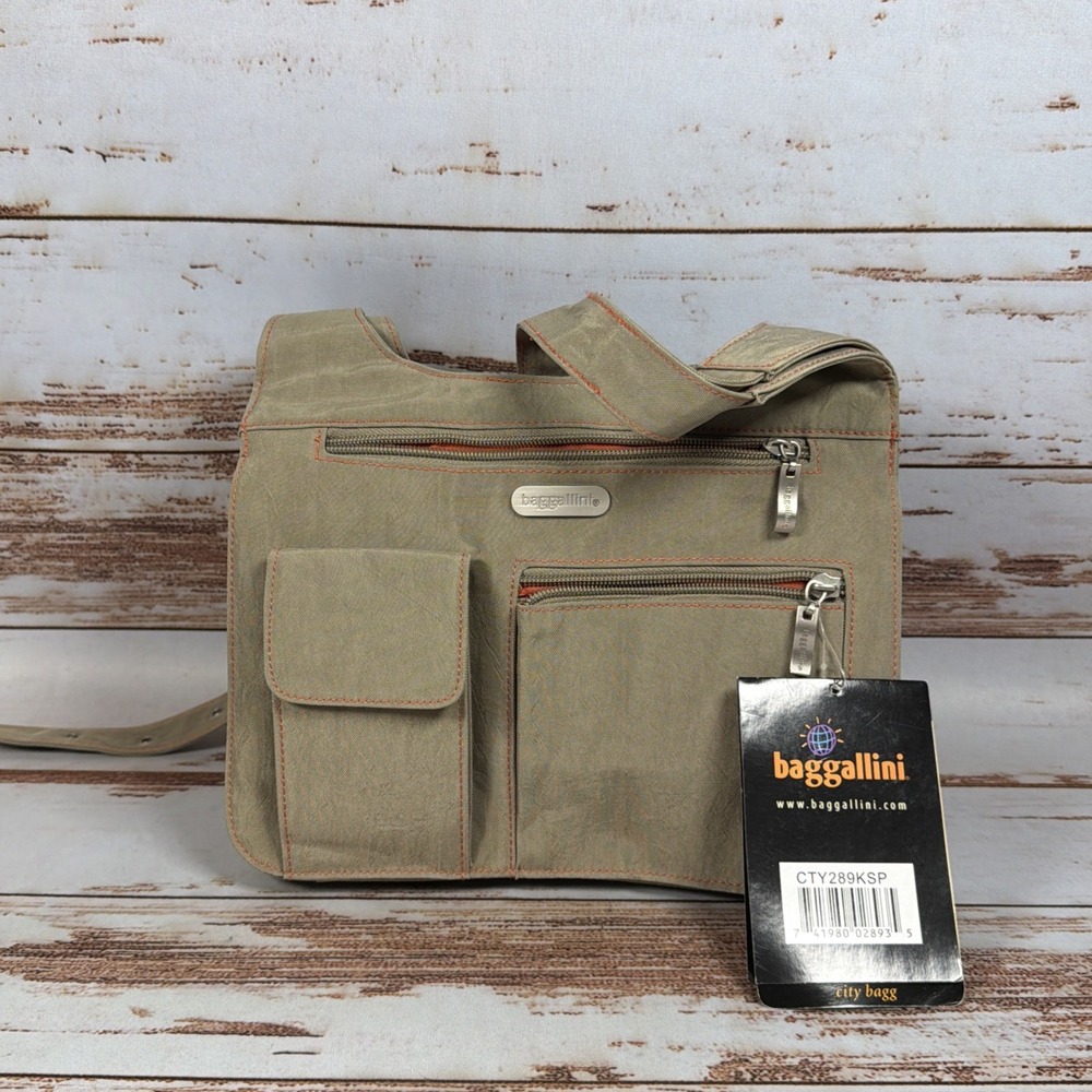 Baggallini Tan Crossbody Shoulder Bag & Matching Wristlet Pocket Set